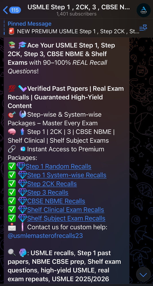 đ Top Telegram Channels for USMLE Prep in 2025: Real Recalls, Past Papers & High-Yield Content