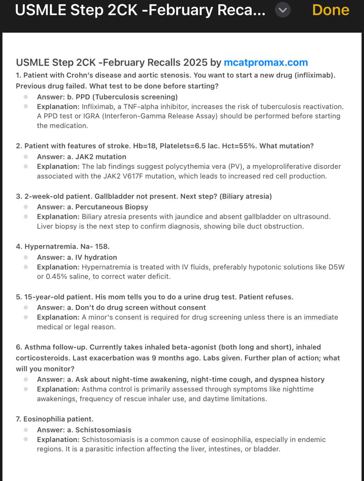 USMLE Step 2CK February Recalls/Past Papers/Biopsies 2025-2026 – Solved & Highlighted