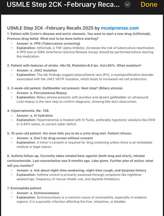 USMLE Step 2CK February Recalls/Past Papers/Biopsies 2025-2026 – Solved & Highlighted