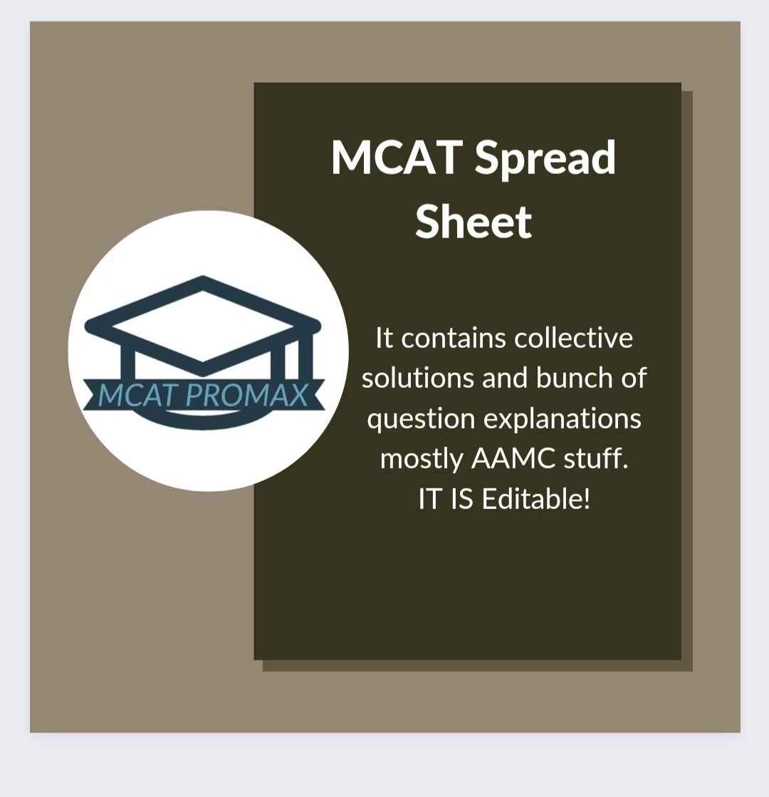 MCAT Spreadsheet Template - Editable MCAT Study Resource