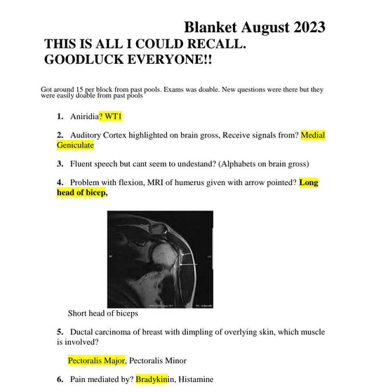 Step 1 Recalls /Biopsies /Past papers August Files 2023