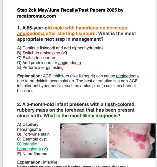 USMLE Step 2 CK Recalls May/June 2025 – 90% Real Exam Repeat Questions | 15+ Files Package